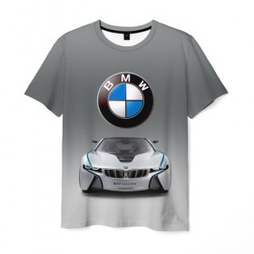 Мужская футболка 3D с принтом BMW Vision в Курске, 100% полиэфир | прямой крой, круглый вырез горловины, длина до линии бедер | bmw | car | germany | motorsport | sports car | автомобиль | автоспорт | бмв | германия | спорткар