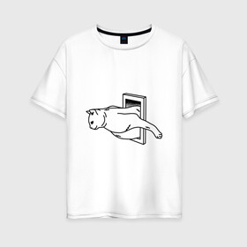 Женская футболка хлопок Oversize с принтом Толстый Кот в Курске, 100% хлопок | свободный крой, круглый ворот, спущенный рукав, длина до линии бедер
 | cat | citty | fat | котик | кошак