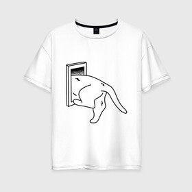 Женская футболка хлопок Oversize с принтом Толстый Кот в Курске, 100% хлопок | свободный крой, круглый ворот, спущенный рукав, длина до линии бедер
 | cat | citty | fat | котик | кошак