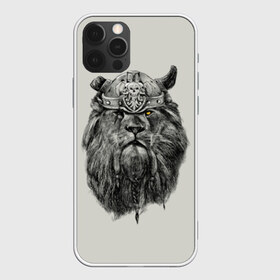 Чехол для iPhone 12 Pro Max с принтом Лев Викинг в Курске, Силикон |  | воин | война | зверь | тату | царь | череп | шлем