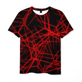 Мужская футболка 3D с принтом Abstract Lines в Курске, 100% полиэфир | прямой крой, круглый вырез горловины, длина до линии бедер | abstract | line | абстрактные | абстракция | линии | неон | узор