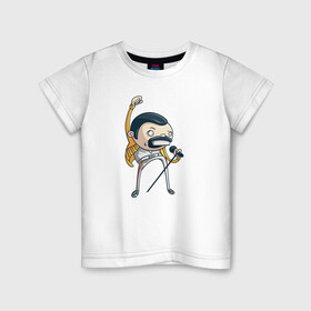 Детская футболка хлопок с принтом Freddie Mercury в Курске, 100% хлопок | круглый вырез горловины, полуприлегающий силуэт, длина до линии бедер | queen | фредди меркьюри