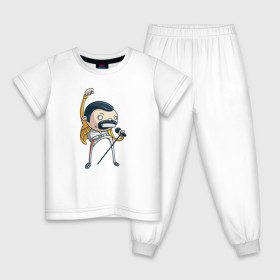 Детская пижама хлопок с принтом Freddie Mercury в Курске, 100% хлопок |  брюки и футболка прямого кроя, без карманов, на брюках мягкая резинка на поясе и по низу штанин
 | queen | фредди меркьюри
