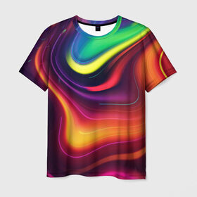 Мужская футболка 3D с принтом Крутые цвета в Курске, 100% полиэфир | прямой крой, круглый вырез горловины, длина до линии бедер | градиент | крутые цвета | переход цветов | текстура