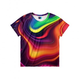 Детская футболка 3D с принтом Крутые цвета в Курске, 100% гипоаллергенный полиэфир | прямой крой, круглый вырез горловины, длина до линии бедер, чуть спущенное плечо, ткань немного тянется | градиент | крутые цвета | переход цветов | текстура