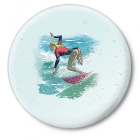 Значок с принтом Surfer Girl Anime Style в Курске,  металл | круглая форма, металлическая застежка в виде булавки | 
