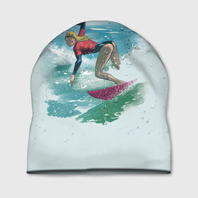 Шапка 3D с принтом Surfer Girl Anime Style в Курске, 100% полиэстер | универсальный размер, печать по всей поверхности изделия | 