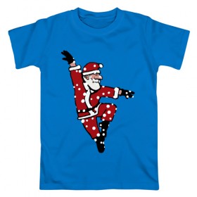 Мужская футболка хлопок с принтом Dancing Santa в Курске, 100% хлопок | прямой крой, круглый вырез горловины, длина до линии бедер, слегка спущенное плечо. | Тематика изображения на принте: 