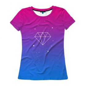 Женская футболка 3D с принтом Diamond в Курске, 100% полиэфир ( синтетическое хлопкоподобное полотно) | прямой крой, круглый вырез горловины, длина до линии бедер | кислотные костюмы | кислотные цвета | неон | флуоресцентные принты