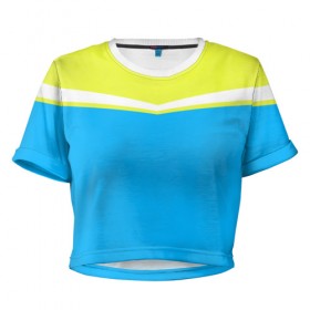 Женская футболка Cropp-top с принтом Угол голубой в Курске, 100% полиэстер | круглая горловина, длина футболки до линии талии, рукава с отворотами | Тематика изображения на принте: 