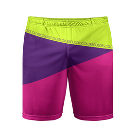 Мужские шорты 3D спортивные с принтом Треугольники с розовым в Курске,  |  | Тематика изображения на принте: кислотные костюмы | кислотные цвета | неон | флуоресцентные принты