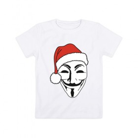 Детская футболка хлопок с принтом New Year Anonymous в Курске, 100% хлопок | круглый вырез горловины, полуприлегающий силуэт, длина до линии бедер | 