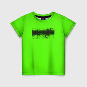 Детская футболка 3D с принтом Гранж зеленый в Курске, 100% гипоаллергенный полиэфир | прямой крой, круглый вырез горловины, длина до линии бедер, чуть спущенное плечо, ткань немного тянется | Тематика изображения на принте: кислотные костюмы | кислотные цвета | неон | флуоресцентные принты