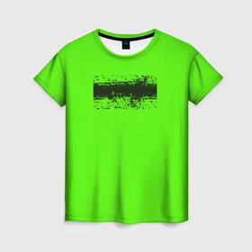 Женская футболка 3D с принтом Гранж зеленый в Курске, 100% полиэфир ( синтетическое хлопкоподобное полотно) | прямой крой, круглый вырез горловины, длина до линии бедер | Тематика изображения на принте: кислотные костюмы | кислотные цвета | неон | флуоресцентные принты
