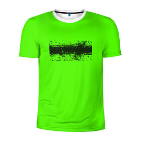 Мужская футболка 3D спортивная с принтом Гранж зеленый в Курске, 100% полиэстер с улучшенными характеристиками | приталенный силуэт, круглая горловина, широкие плечи, сужается к линии бедра | кислотные костюмы | кислотные цвета | неон | флуоресцентные принты