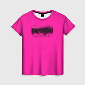 Женская футболка 3D с принтом Гранж розовый в Курске, 100% полиэфир ( синтетическое хлопкоподобное полотно) | прямой крой, круглый вырез горловины, длина до линии бедер | кислотные костюмы | кислотные цвета | неон | флуоресцентные принты
