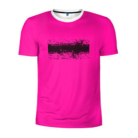 Мужская футболка 3D спортивная с принтом Гранж розовый в Курске, 100% полиэстер с улучшенными характеристиками | приталенный силуэт, круглая горловина, широкие плечи, сужается к линии бедра | Тематика изображения на принте: кислотные костюмы | кислотные цвета | неон | флуоресцентные принты