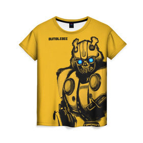 Женская футболка 3D с принтом BUMBLEBEE в Курске, 100% полиэфир ( синтетическое хлопкоподобное полотно) | прямой крой, круглый вырез горловины, длина до линии бедер | bumblebee | автобот | бамблби | герой | камаро | прайм | робот | трансформеры | фильм | шевроле