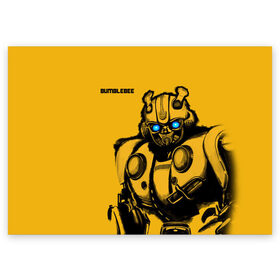 Поздравительная открытка с принтом BUMBLEBEE в Курске, 100% бумага | плотность бумаги 280 г/м2, матовая, на обратной стороне линовка и место для марки
 | bumblebee | автобот | бамблби | герой | камаро | прайм | робот | трансформеры | фильм | шевроле
