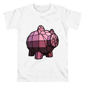 Мужская футболка хлопок с принтом Геометрическая свинка в Курске, 100% хлопок | прямой крой, круглый вырез горловины, длина до линии бедер, слегка спущенное плечо. | 