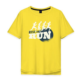 Мужская футболка хлопок Oversize с принтом Вставай и Беги в Курске, 100% хлопок | свободный крой, круглый ворот, “спинка” длиннее передней части | run | бег | пробежка