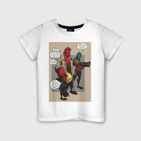 Детская футболка хлопок с принтом hellboy в Курске, 100% хлопок | круглый вырез горловины, полуприлегающий силуэт, длина до линии бедер | heroes | super | супергерой | хелбой | хеллбой