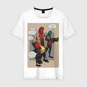 Мужская футболка хлопок с принтом hellboy в Курске, 100% хлопок | прямой крой, круглый вырез горловины, длина до линии бедер, слегка спущенное плечо. | heroes | super | супергерой | хелбой | хеллбой