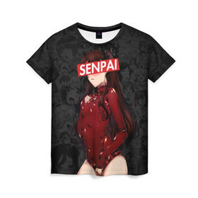 Женская футболка 3D с принтом Anime (Senpai 1) в Курске, 100% полиэфир ( синтетическое хлопкоподобное полотно) | прямой крой, круглый вырез горловины, длина до линии бедер | ahegao | anime | manga | sempai | senpai | аниме | ахегао | манга | семпай | сенпай