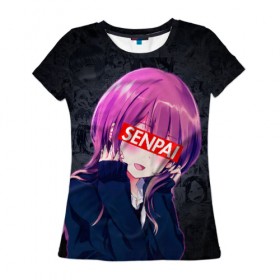 Женская футболка 3D с принтом Anime (Senpai 2) в Курске, 100% полиэфир ( синтетическое хлопкоподобное полотно) | прямой крой, круглый вырез горловины, длина до линии бедер | ahegao | anime | manga | sempai | senpai | аниме | ахегао | манга | семпай | сенпай