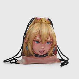 Рюкзак-мешок 3D с принтом Bowsette в Курске, 100% полиэстер | плотность ткани — 200 г/м2, размер — 35 х 45 см; лямки — толстые шнурки, застежка на шнуровке, без карманов и подкладки | Тематика изображения на принте: 