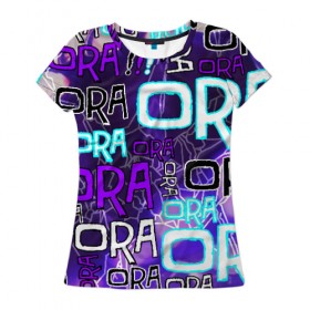 Женская футболка 3D с принтом Ora Ora Ora!!! в Курске, 100% полиэфир ( синтетическое хлопкоподобное полотно) | прямой крой, круглый вырез горловины, длина до линии бедер | jojo logo | jojo no kimyou na bouken | jojos bizarre adventure | невероятное приключение джоджо