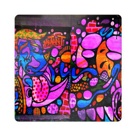 Магнит виниловый Квадрат с принтом Неоновое граффити в Курске, полимерный материал с магнитным слоем | размер 9*9 см, закругленные углы | grafity | paint | street art | urban | город | граффити | искусство | кирпичи | краски | рисунки | стена | улицы | уличное искусство