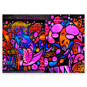 Поздравительная открытка с принтом Неоновое граффити в Курске, 100% бумага | плотность бумаги 280 г/м2, матовая, на обратной стороне линовка и место для марки
 | Тематика изображения на принте: grafity | paint | street art | urban | город | граффити | искусство | кирпичи | краски | рисунки | стена | улицы | уличное искусство