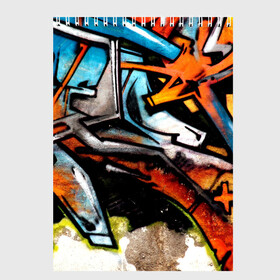 Скетчбук с принтом Граффити в Курске, 100% бумага
 | 48 листов, плотность листов — 100 г/м2, плотность картонной обложки — 250 г/м2. Листы скреплены сверху удобной пружинной спиралью | grafity | paint | street art | urban | город | граффити | искусство | кирпичи | краски | рисунки | стена | улицы | уличное искусство