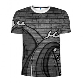 Мужская футболка 3D спортивная с принтом Волны Граффити в Курске, 100% полиэстер с улучшенными характеристиками | приталенный силуэт, круглая горловина, широкие плечи, сужается к линии бедра | 