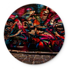 Коврик круглый с принтом disquared urban graffity в Курске, резина и полиэстер | круглая форма, изображение наносится на всю лицевую часть | grafity | paint | street art | urban | город | граффити | искусство | кирпичи | краски | рисунки | стена | улицы | уличное искусство