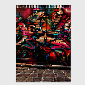 Скетчбук с принтом disquared urban graffity в Курске, 100% бумага
 | 48 листов, плотность листов — 100 г/м2, плотность картонной обложки — 250 г/м2. Листы скреплены сверху удобной пружинной спиралью | grafity | paint | street art | urban | город | граффити | искусство | кирпичи | краски | рисунки | стена | улицы | уличное искусство