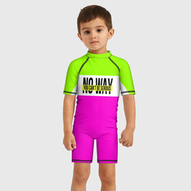 Детский купальный костюм 3D с принтом Serious зелено-розовый в Курске, Полиэстер 85%, Спандекс 15% | застежка на молнии на спине | кислотные костюмы | кислотные цвета | неон | флуоресцентные принты
