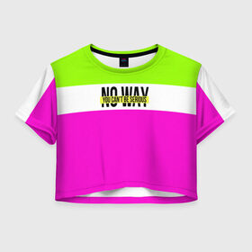 Женская футболка 3D укороченная с принтом Serious зелено-розовый в Курске, 100% полиэстер | круглая горловина, длина футболки до линии талии, рукава с отворотами | кислотные костюмы | кислотные цвета | неон | флуоресцентные принты