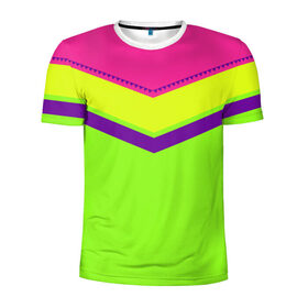 Мужская футболка 3D спортивная с принтом Цветные треугольники_ салатовы в Курске, 100% полиэстер с улучшенными характеристиками | приталенный силуэт, круглая горловина, широкие плечи, сужается к линии бедра | кислотные костюмы | кислотные цвета | неон | флуоресцентные принты