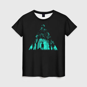 Женская футболка 3D с принтом Таинственный лес в Курске, 100% полиэфир ( синтетическое хлопкоподобное полотно) | прямой крой, круглый вырез горловины, длина до линии бедер | Тематика изображения на принте: кислотные костюмы | кислотные цвета | неон | флуоресцентные принты