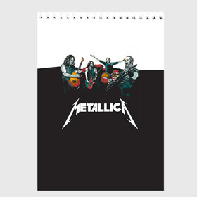 Скетчбук с принтом Metallica в Курске, 100% бумага
 | 48 листов, плотность листов — 100 г/м2, плотность картонной обложки — 250 г/м2. Листы скреплены сверху удобной пружинной спиралью | Тематика изображения на принте: metallica | барабаны | гитары | дэйвмастейн | метал | металисты | металлика | неформалы | рок | рокеры
