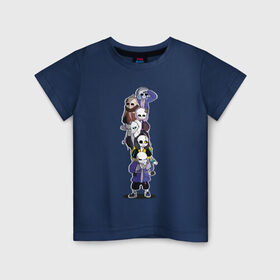 Детская футболка хлопок с принтом Скелетики в Курске, 100% хлопок | круглый вырез горловины, полуприлегающий силуэт, длина до линии бедер | sans | undertale | азриэль | андайн | гастер | надоедливая собака | папирус | санс | скелет | сноудрейк