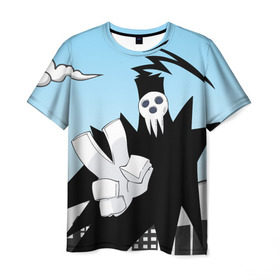 Мужская футболка 3D с принтом Soul Eater - Shinigami в Курске, 100% полиэфир | прямой крой, круглый вырез горловины, длина до линии бедер | lord death | shinigami | soul eater | пожиратель душ | синигами