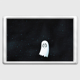 Магнит 45*70 с принтом A Lonely Ghost в Курске, Пластик | Размер: 78*52 мм; Размер печати: 70*45 | Тематика изображения на принте: ghost | sans | undertale | азриэль | андайн | гастер | надоедливая собака | одиночество | папирус | приведение | санс | скелет | сноудрейк