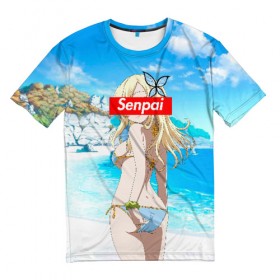 Мужская футболка 3D с принтом Anime (Senpai 3) в Курске, 100% полиэфир | прямой крой, круглый вырез горловины, длина до линии бедер | Тематика изображения на принте: ahegao | anime | manga | sempai | senpai | аниме | ахегао | манга | семпай | сенпай