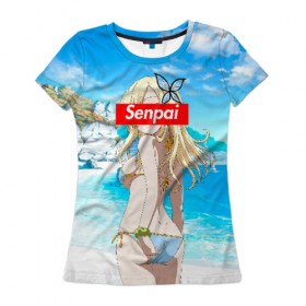 Женская футболка 3D с принтом Anime (Senpai 3) в Курске, 100% полиэфир ( синтетическое хлопкоподобное полотно) | прямой крой, круглый вырез горловины, длина до линии бедер | ahegao | anime | manga | sempai | senpai | аниме | ахегао | манга | семпай | сенпай
