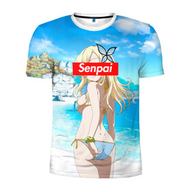 Мужская футболка 3D спортивная с принтом Anime (Senpai 3) в Курске, 100% полиэстер с улучшенными характеристиками | приталенный силуэт, круглая горловина, широкие плечи, сужается к линии бедра | ahegao | anime | manga | sempai | senpai | аниме | ахегао | манга | семпай | сенпай