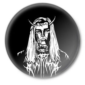 Значок с принтом Ghostemane devil в Курске,  металл | круглая форма, металлическая застежка в виде булавки | ghostemane | ghostemane mercury | ghostemane nihi | trash gang | гостмейн