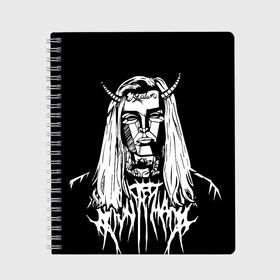 Тетрадь с принтом Ghostemane devil в Курске, 100% бумага | 48 листов, плотность листов — 60 г/м2, плотность картонной обложки — 250 г/м2. Листы скреплены сбоку удобной пружинной спиралью. Уголки страниц и обложки скругленные. Цвет линий — светло-серый
 | Тематика изображения на принте: ghostemane | ghostemane mercury | ghostemane nihi | trash gang | гостмейн